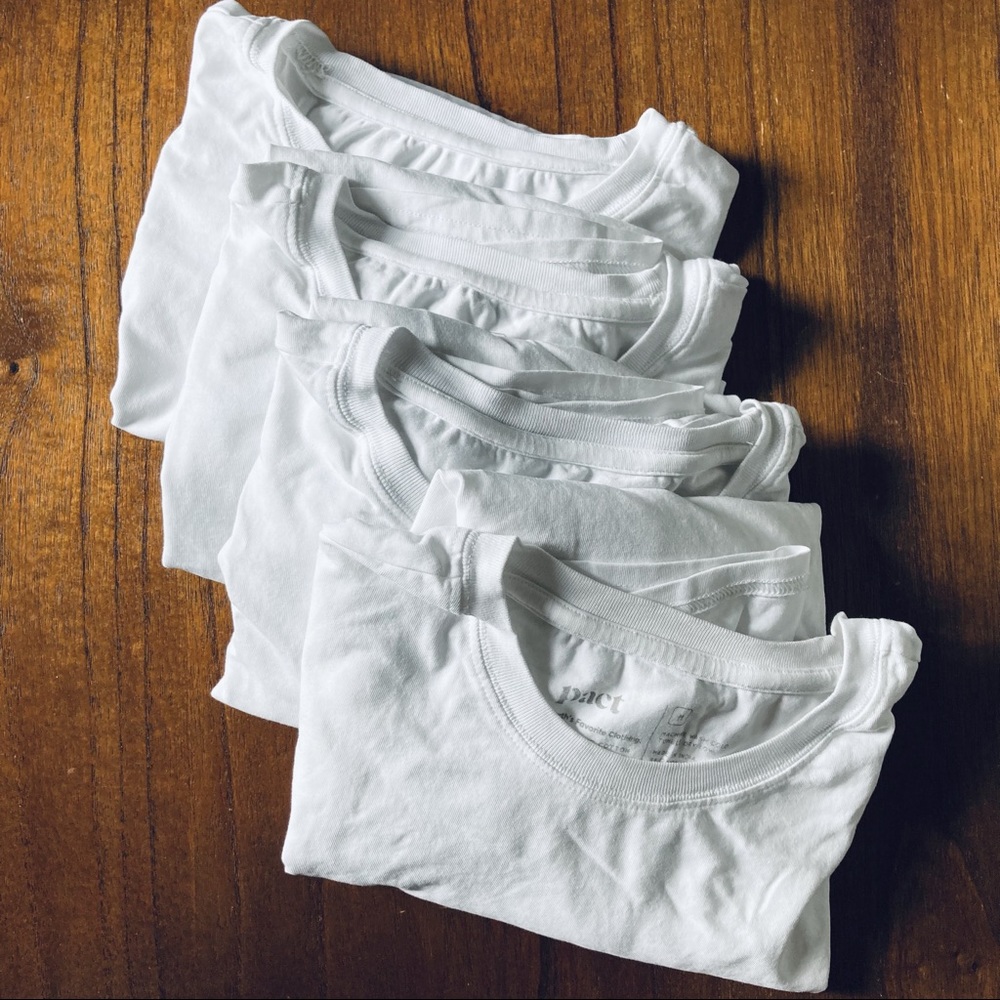Pact Stretch Crew T-shirt (4-pack, white)